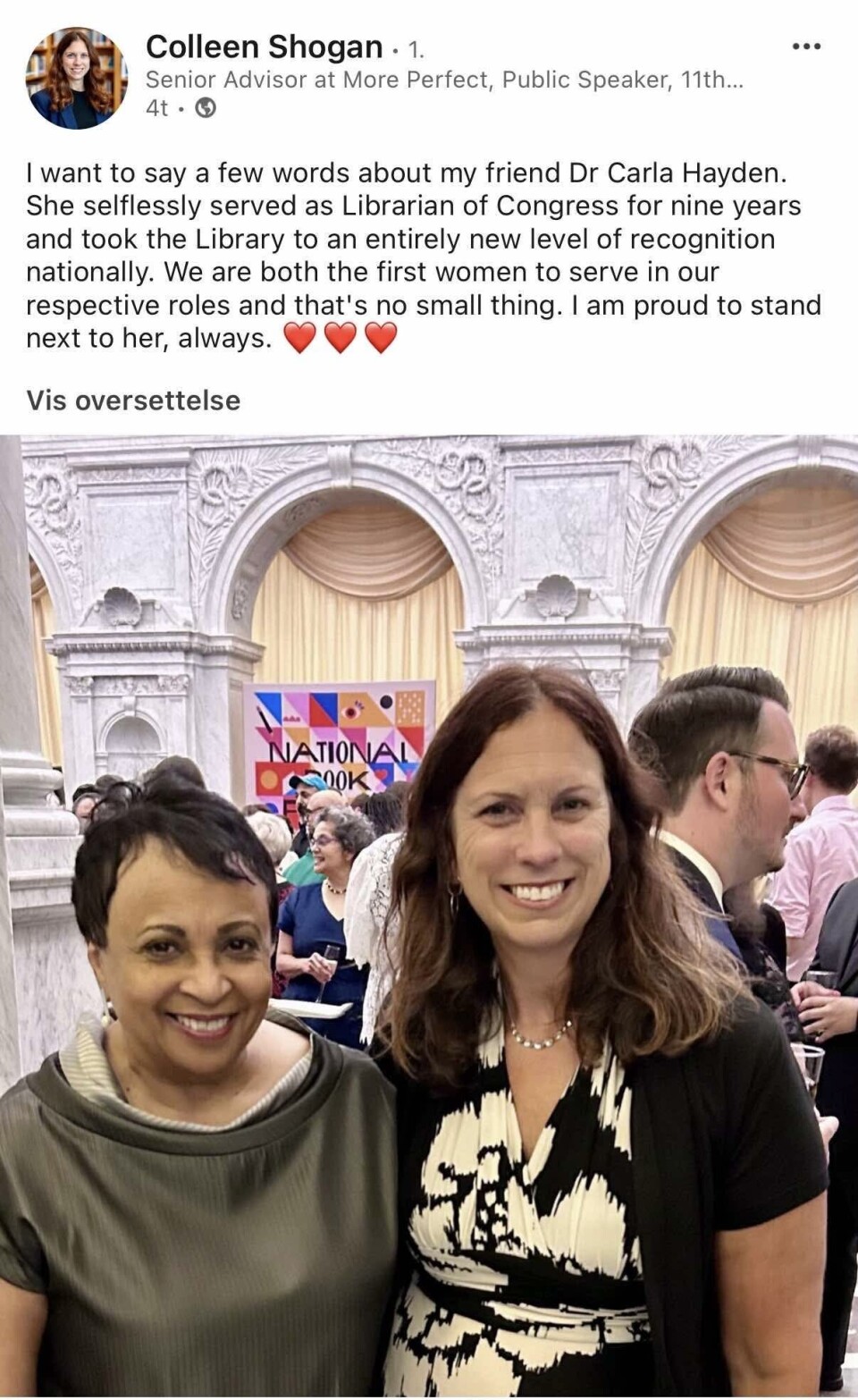 SAMME SKJEBNE: Kongressbibliotekar Carla Hayden og riksarkivar Colleen Shogan deler samme skjebne: De fikk sparken av president Trump uten begrunnelse.